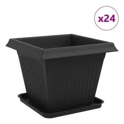 vidaXL Blumentopf Blumentöpfe 24 pcs Schwarz 38 x 38 x 30 cm Kunststoff (24 St) schwarz