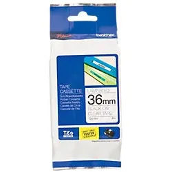 Brother TZe-161 Authentic Schriftband Selbstklebend Schwarzer Druck auf Transparent 36 mm x 8m