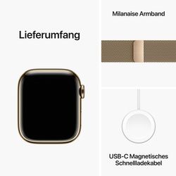 AppleWatch S9 Edelstahl Cellular 41mm Gold Milanaise