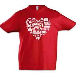 Urban Backwoods Print-Shirt Controller Heart II Kinder T-Shirt Retro Gamer Controller Video Game (1-tlg) Joystick TV 80s Eighties rot 152/164