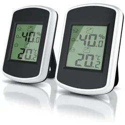 BEARWARE Hygrometer 2x Digitales Thermo-Hygrometer, Indikator für Gewächshaus, Wohnzimmer, (2-St), Hygrometer Thermometer, Temperatur & Luftfeuchtigkeit Messgerät schwarz