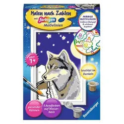 Wolfsportrait Leuchtfarbe — Malen nach Zahlen