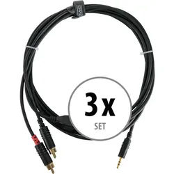 Pronomic Stage J3RC-3m Audiokabel 3,5mm Stereo-Klinke/Cinch 3m schwarz 3x Set