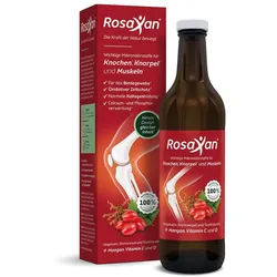 Rosaxan – Nährstoffkomplex für Knochen, Knorpel und Muskeln mit Hagebutte, Brennnessel Teufelskralle + Vitamin D Flüssigkeit 750 ml 750 ml Flüssigkeit