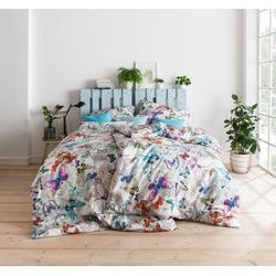 Estella Mako-Satin Bettwäsche 155x220 Melissa aqua Schmetterlinge 7369-665