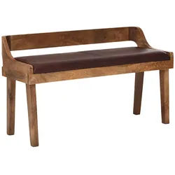 Echtleder Sitzbank, 108 cm, Rückenlehne, Massivholzbeine, bis zu 2 Personen. 108x43x63 cm | Kadima Design