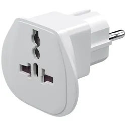 Goobay Reiseadapter Welt auf EU, Weiß - Schutzkontaktstecker (Typ F, CEE 7/7) > UK-Buchse, Schweiz-Buchse (Typ J, SEV 1011), Italien-Buchse (Typ L, CEI 23-16-VII), US-/Japan-Buchse (Typ B, NEMA 5-15,