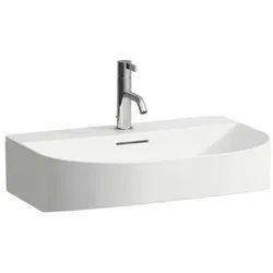 LAUFEN Sonar Aufsatzwaschtisch H8163427571581 60x42cm, Unterseite geschliffen, wandmontiert, ohne Überlauf, mit 3 Hahnloch, weiß matt