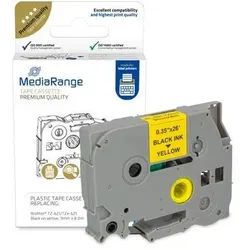 MediaRange Kunststoff-Schriftbandkassette, für/ersetzt Brother TZ-621/TZe-621, permanent haftend, 9mm, 8m, laminiert, schwarz auf gelb
