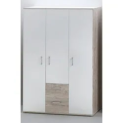 OTTO home Kinderkleiderschrank Kleiderschrank »Rieke« 3-türig mit 2 Schubkästen (1-St) 2 Kleiderstangen, 3 Drehtüren, 2 Schubkästen grau
