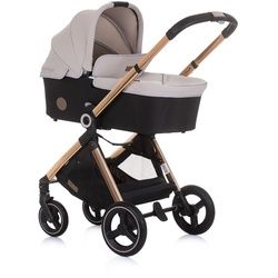 Chipolino Kinderwagen Elite 3 in 1 i-Size Babyschale Sportsitz Babywanne Tasche beige