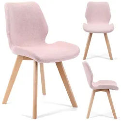 Raumhirsch Furniture Polsterstuhl Polsterstuhl - Holzbeine - Samtbezug (Set), (verschiedene Farben - 4er Set) rosa 46 cm x 83 cm x 59 cm