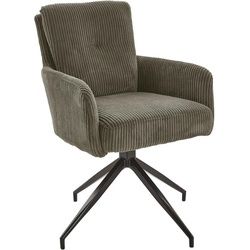 Valdera Armlehnstuhl , Waldgrün , Metall, Textil , Drehkreuz, Stativgestell , 60x90x68 cm , Stoffauswahl, Sitzfläche 180° drehbar, automatische Rückholfunktion , Esszimmer, Stühle, Polsterstühle