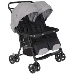Graco Geschwisterwagen , Grau, Schwarz , Textil , 70x78x102 cm , Feststellbremse, Fußstütze abklappbar, 5-Punkte-Gurt, für Babyschale geeignet , Baby on Tour, Kinderwagen, Geschwisterwagen & Zwillingskinderwagen