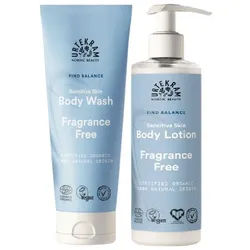 Urtekram Duschgel und Body Lotion Set Sensitive parfümfrei duftfrei für empfindliche Haut 2x200 ml