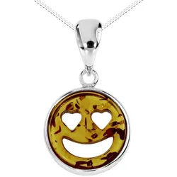 OSTSEE-SCHMUCK Kette mit Anhänger Ostsee-Schmuck Kette mit Anhänger Smiley (2-tlg) silberfarben 40 cm