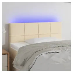vidaXL Bett, LED Kopfteil Creme 100x5x78/88 cm Stoff