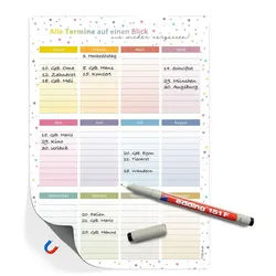 TOBJA Geburtstagskalender Magnetischer Geburtstagskalender A4 inkl. Stift, Jahresunabhängig & abwischbar - Immerwährender Kalender
