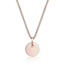 Elli Kette mit Anhänger Panzerkette mit Kreis Rund Plättchen 925 Silber goldfarben 45