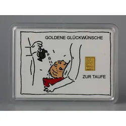 Goldbarren 1g Goldene Glückwünsche/Taufe (Motiv)