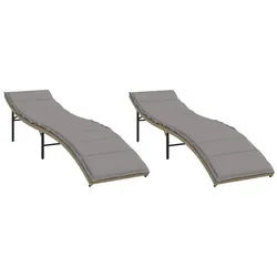 vidaXL Gartenliege Sonnenliegen 2 Stk. mit Auflagen Beige Poly Rattan, 1 St.