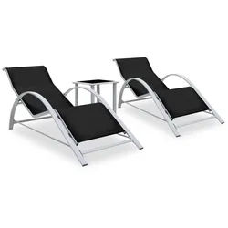 vidaXL Gartenlounge-Sessel 2er Set Liegestuhl Relaxstuhl Gartenliege Sonnenliege Aluminium Stoff schwarz