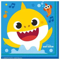 Baby Shark Papierserviette Baby Shark Music Servietten, 16 Stück, 33x33 cm