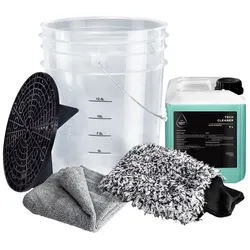BENBOW BenBow Autowasch-Set: Die Komplettlösung für die Fahrzeugpflege Auto-Reinigungsmittel (Eimer 20L, Schmutzsieb, Handschuh, Autoshampoo 5L, Mikrofaser)