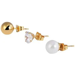 Adelia ́s Paar Ohrhänger Damen Ohrringe – Ohrstecker aus Edelstahl mit Perle, Perfekt als Geschenk zum Jubiläum goldfarben