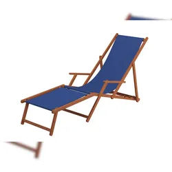 Erst-Holz Liegestuhl blau Sonnenliege Fußteil Gartenliege Holz Deckchair Strandstuhl Gartenmöbel 10-307F