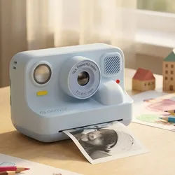 Kinder-Druckkamera mit Bluetooth, Blau: Sofortbildkamera mit Thermodruck für Smartphone-Fotos, Full-HD-Video & 48MP Selfie-Linse