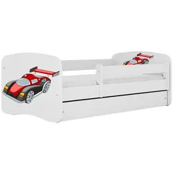 Raumhirsch Furniture Kinderbett Rennwagen mit Schublade 160/80 90/61/164 , Weiß , Holzwerkstoff , Rechteckig , 80x160 cm , FSC 100% , Babymöbel & Kindermöbel, Kinderzimmer & Jugendzimmer, Kinderbetten