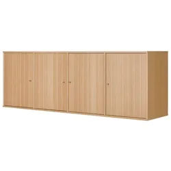 Hammel Furniture Sideboard Mistral, Hochwertig Schrank, hängend/stehend, mit 4 gerillten Türen, und 4 verstellbare Einlegeböden, B: 176 cm, anpassungsbar Designmöbel beige
