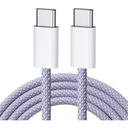 MobileKing 1m Nylon USB-C zu USB-C Schnell-Ladekabel lila MBK371