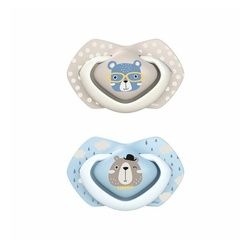 Canpol Schnuller Beruhigungssauger Bonjour Paris Silikon Symmetrisch Oval blau Mittel (6-18 Monate)