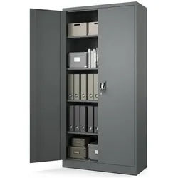 Muralo Aktenschrank für Büro Metallschrank für Dokumente und Ordner Stahlschrank Anthrazit abschließbar 90x40x185cm , Rechteckig , 90x185x40 cm , Büromöbel, Büroschränke, Aktenschränke