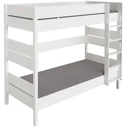 Spielbett PAIDI "TIAGO in verschiedenen Größen und Farben, Etagenbett mit Leiter", kreideweiß, kreideweiß, kreideweiß, B:106,3cm H:180,6cm L:210,4cm, Betten, Rausfallschutz, geprüfte Sicherheit, umbaubares Bett mit Massivholz
