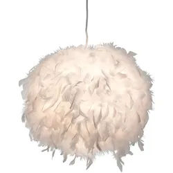 Decken Hänge Lampe Enten Federn weiß Wohn Ess Zimmer Kugel Leuchte im Set inkl. LED Leuchtmittel