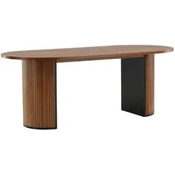 Livetastic Esstisch , Naturfarben, Schwarz , Holz, Holzwerkstoff , furniert , oval , 90x75x200 cm , in verschiedenen Holzdekoren erhältlich , Esszimmer, Esszimmerserien