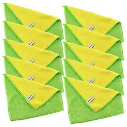 Kochblume Geschirrtuch Microfasertuch 30 x 30 cm, (Spar-Set, 10-tlg), 800g/m2 Qualtität gelb|grün