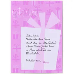 Gutschein Gutscheincode selbst gestalten - Geschenkgutschein - Rosa - Rosa | Wunderkarten.de