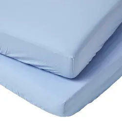 Homescapes Kinder-Spannbettlaken 2er-Set, Ägyptische Baumwolle, 70/140 cm , Blau , Textil , Rechteckig , 70x140 cm , Oeko-Tex® , Schlafen, Babybettausstattung, Kinderspannleintücher