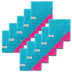 Kochblume Geschirrtuch Microfasertuch 18 x 18 cm, (Spar-Set, 10-tlg), 800g/m2 Qualtität rosa