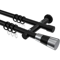 GARDINENSTANGE Platon Tanara 540 cm (geteilt in 3 x 180 cm), 2-läufig, 20 mm Ø Schwarz