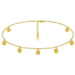 Kim Johanson Fußkette Kreise, aus Edelstahl, mit glänzenden Plättchen, verstellbar goldfarben