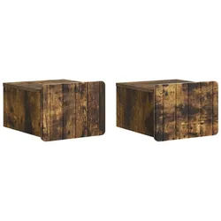 vidaXL Nachttisch 33 x 34,5 x 24 cm Nachttisch hängend 2er Set Nachtschrank Geräucherte braun