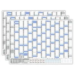 LYSCO Wandkalender XXL Kalender DIN B1 2026 + 2027 / 2027 nass abwischbar, Neutraler Kalender inkl. Feiertage aller Bundesländer, Format 100 x 70cm Jahresplaner Wandplaner gerollt blau