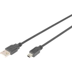 DIGITUS 3010818S - USB 2.0 Kabel, A Stecker auf Mini B Stecker, 1,8 m