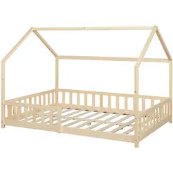 [en.casa] Hausbett Hesel , Naturfarben , Holz , Kiefer , 120x200 cm , Babymöbel & Kindermöbel, Kinderzimmer & Jugendzimmer, Kinderbetten, Spielbetten