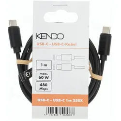 Kendo Verteiler KENDO USB-C Kabel 1m Schwarz, USB-C Kabel, 1 Meter, Schwarz, 480 Mbit/s Datenrate schwarz
